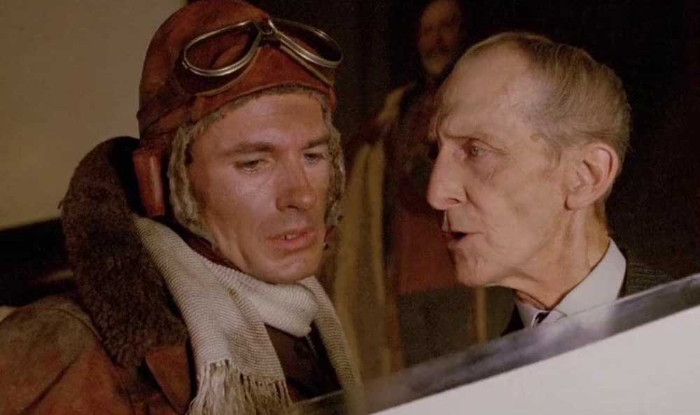 Neil Dickson as Biggles and Peter Cushing. 