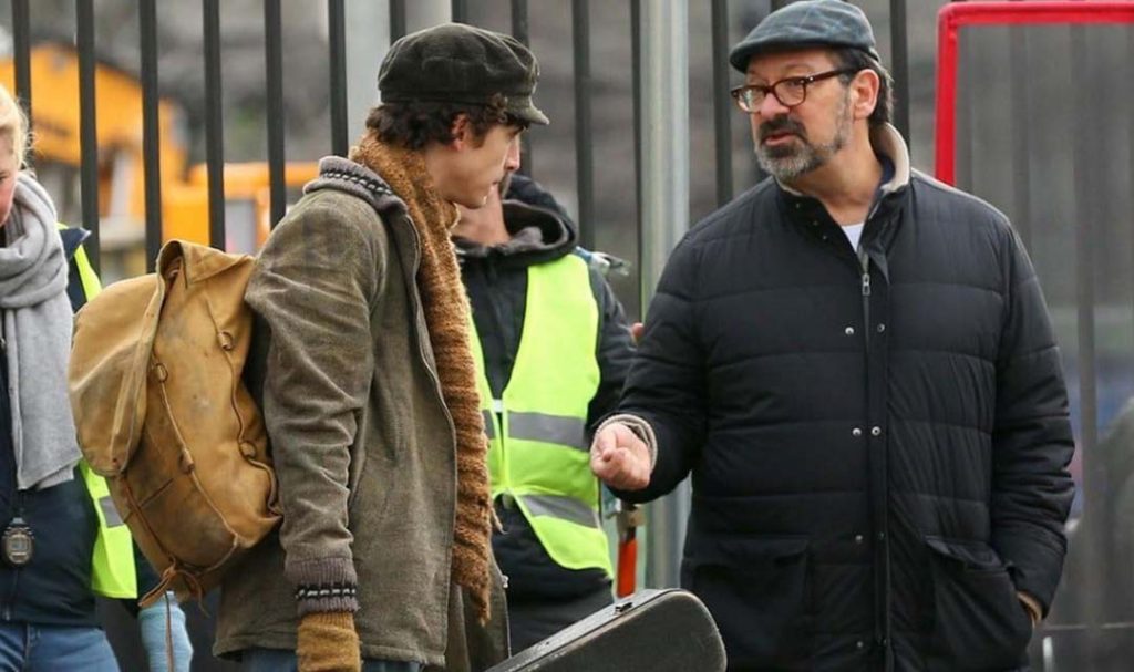 Chalamet and Mangold on set