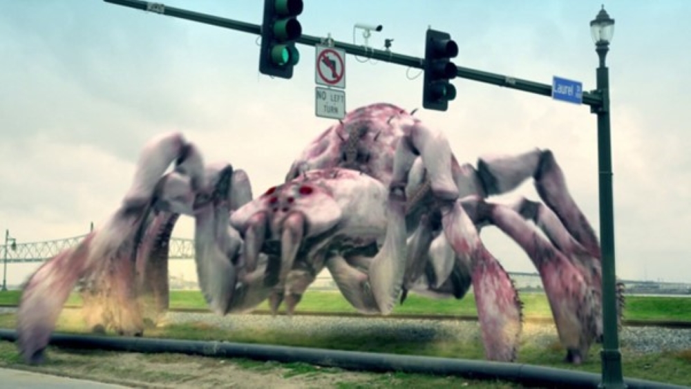 Arachnoquake spider in traffic